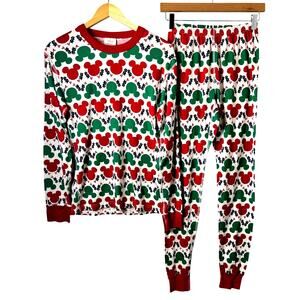 Hanna Andersson Disney 2PC Pajama Set Womens Small Christmas Mickey Mouse Cotton